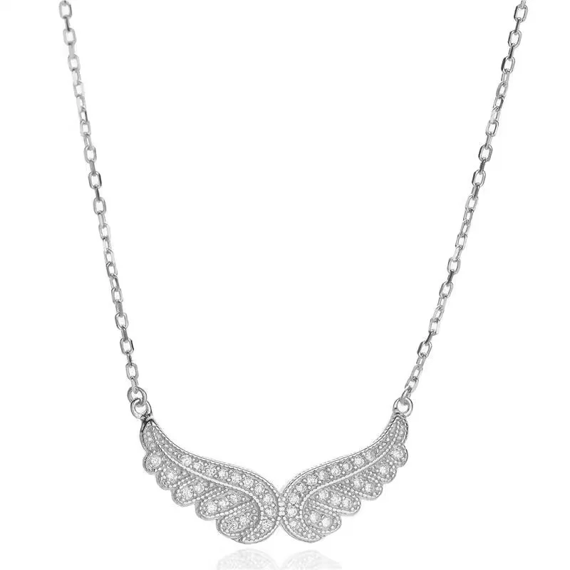 Cubic Zirconia Angel Wings Pendant Necklaces for Women