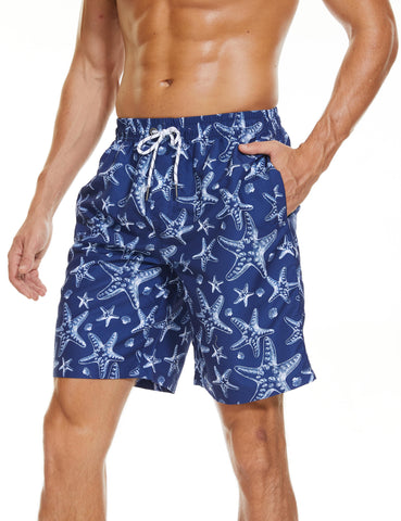 Men's Beach Shorts Swimming Trunks Mesh Lining Shorts with 2 Pockets Quick Dry