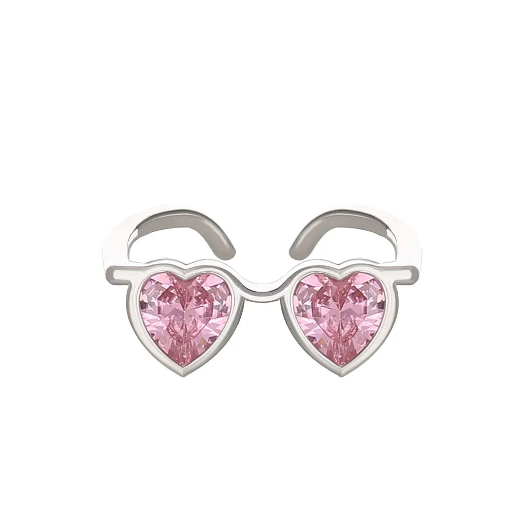 Heart Shape Sunglasses Crystal Love Ring