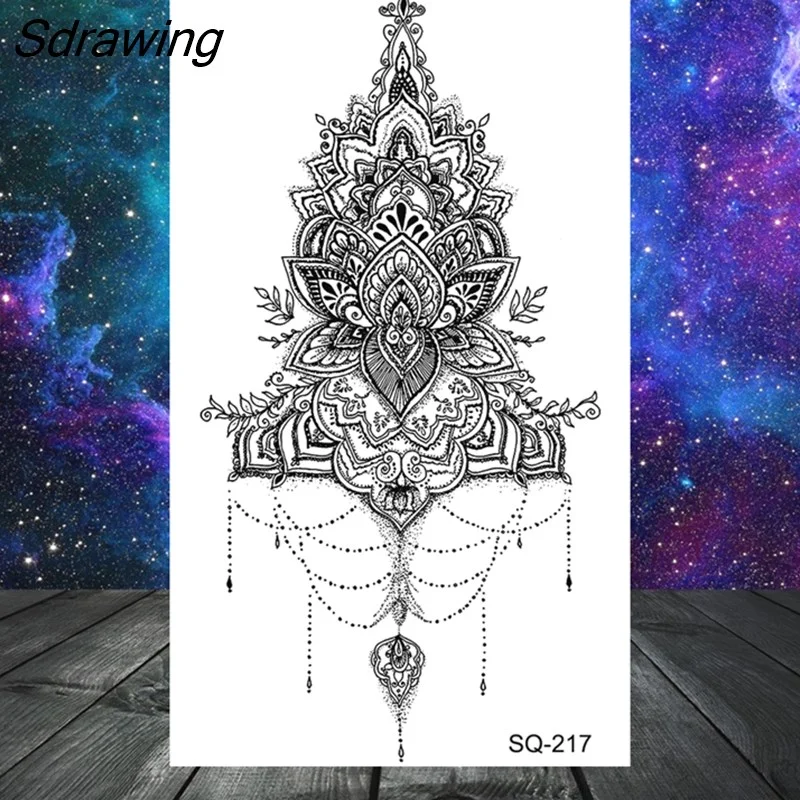 Sdrawing Bow Henna Crown Temporary Tattoos For Women Adult Girl Kids Butterfly Dream Catcher Fake Tattoo Neck Arm Hands Small Tatoo