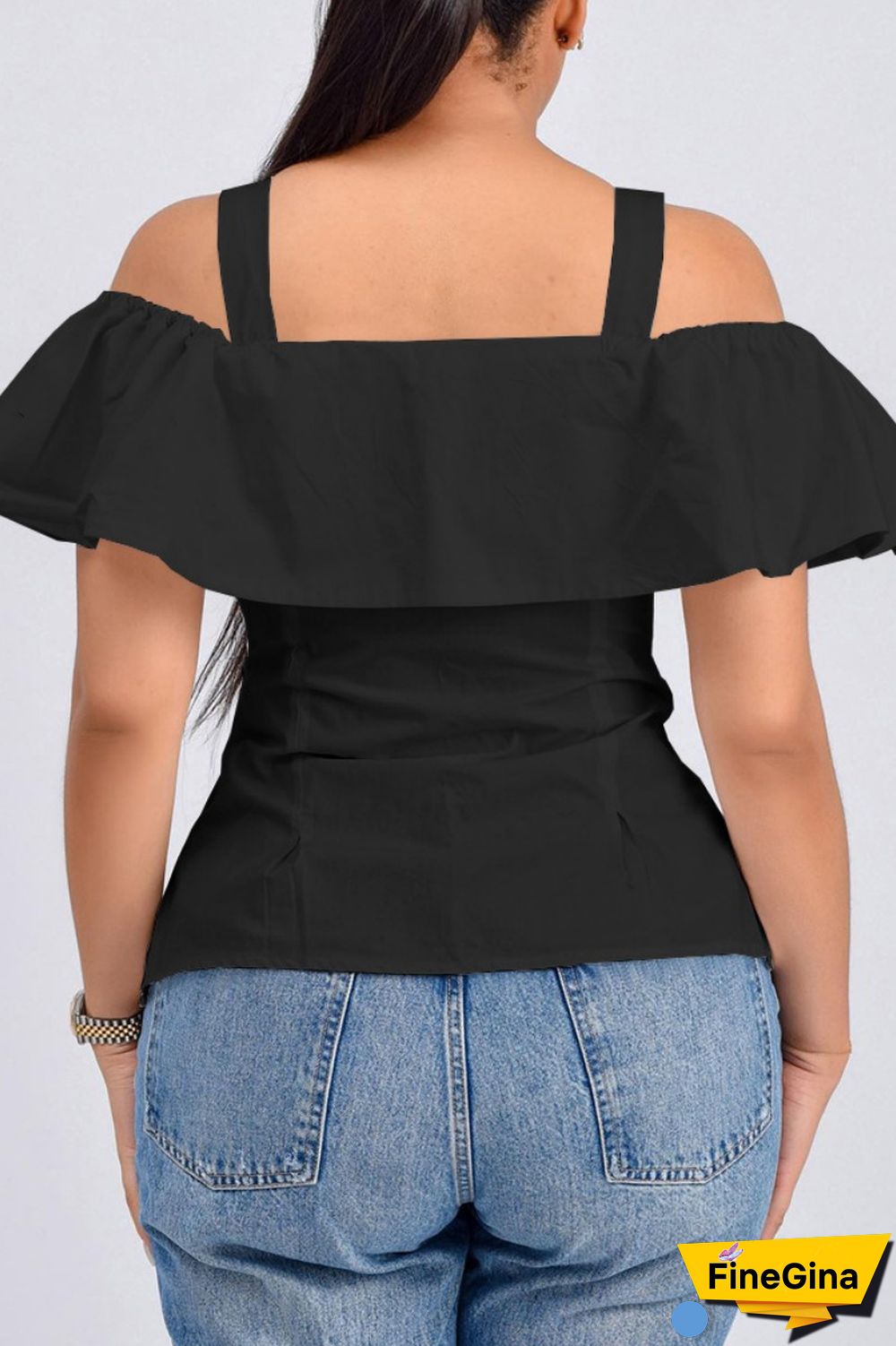 Black Casual Solid Backless Off the Shoulder Tops