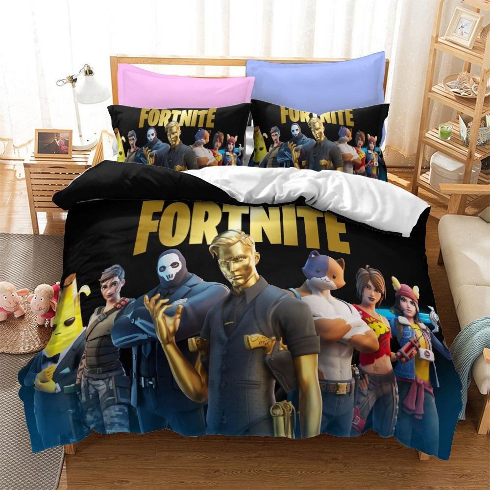 Fortnite Bedding Set Bed Quilt Cover Pillow Case Home Use