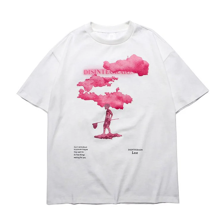 Streetwear Harajuku Pink Cloud Hip Hop T Shirt at Hiphopee