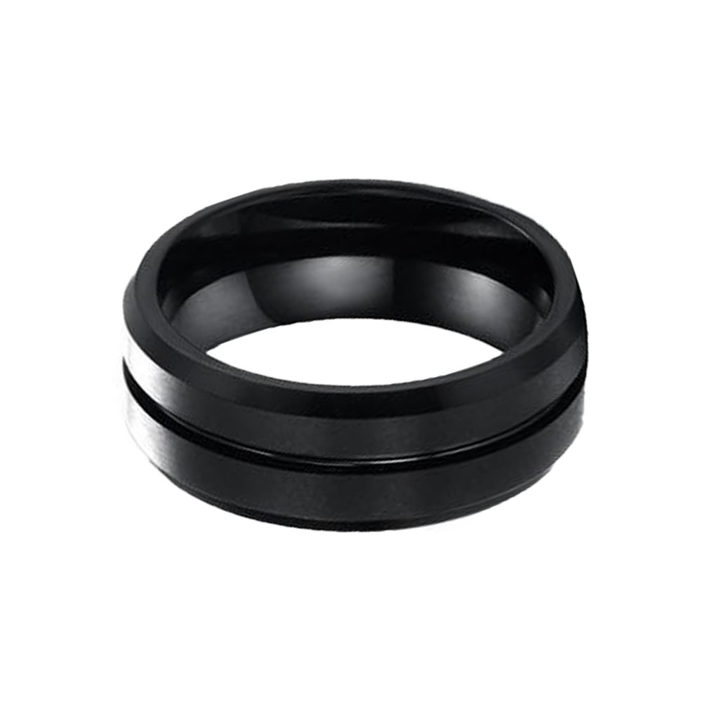 Black Matte Brushed Tungsten Carbide Rings Center Groove Bevel Edge Men Wedding Band