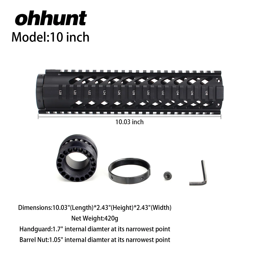 ohhunt ® Free Float Quad Rail Handguard AR15 / M4