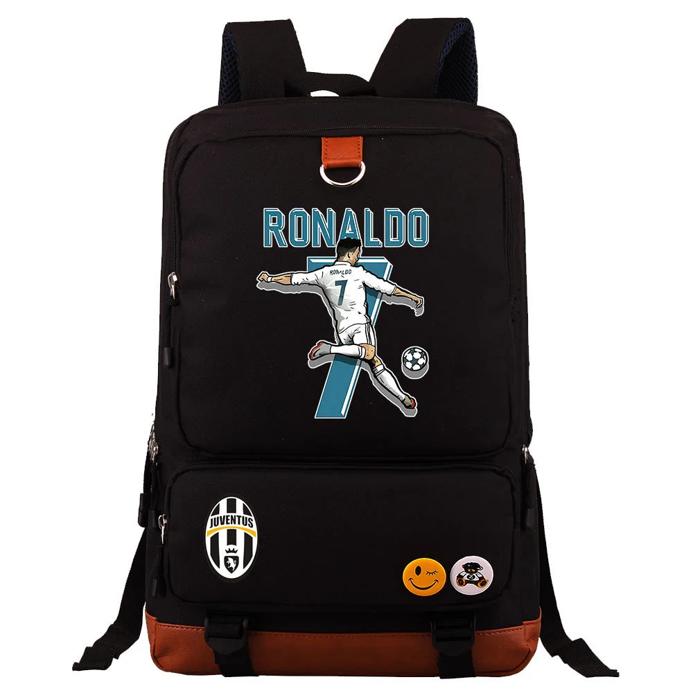 Buzzdaisy Cristiano Ronaldo Printed Square Backpack - Large Capacity and Laptop Compartment