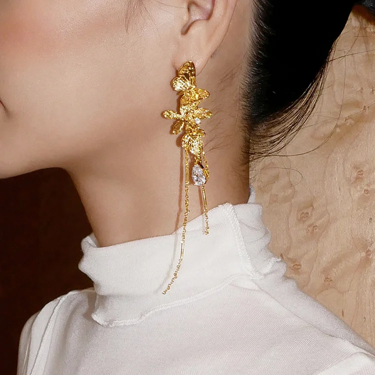 Women's Shiny Butterfly Tassel Earrings