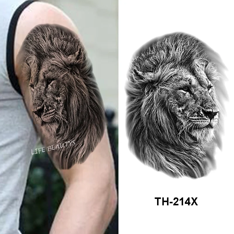 Sdrawing Tiger Cool Temporary Tattoo Sticker Fashion Wolf Waterproof Animal Body Art Arm Fake Removable Tatoo Men Women Personality