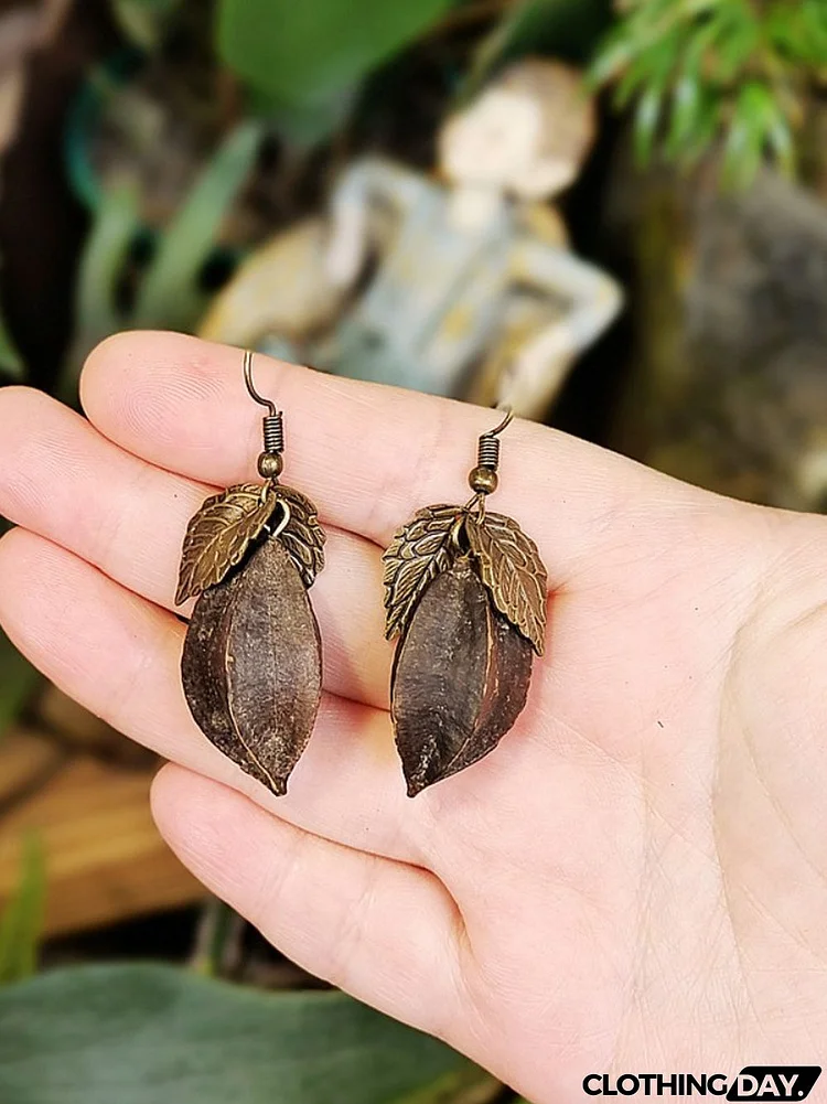 Vintage Natural Dried Fruit Tassel Earrings