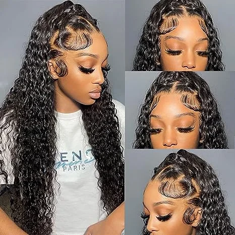 13x4 Lace Frontal Wigs for Black Women HD Transparent Lace Wig Brazilian Virgin Wet and Wavy Curly Natural Color