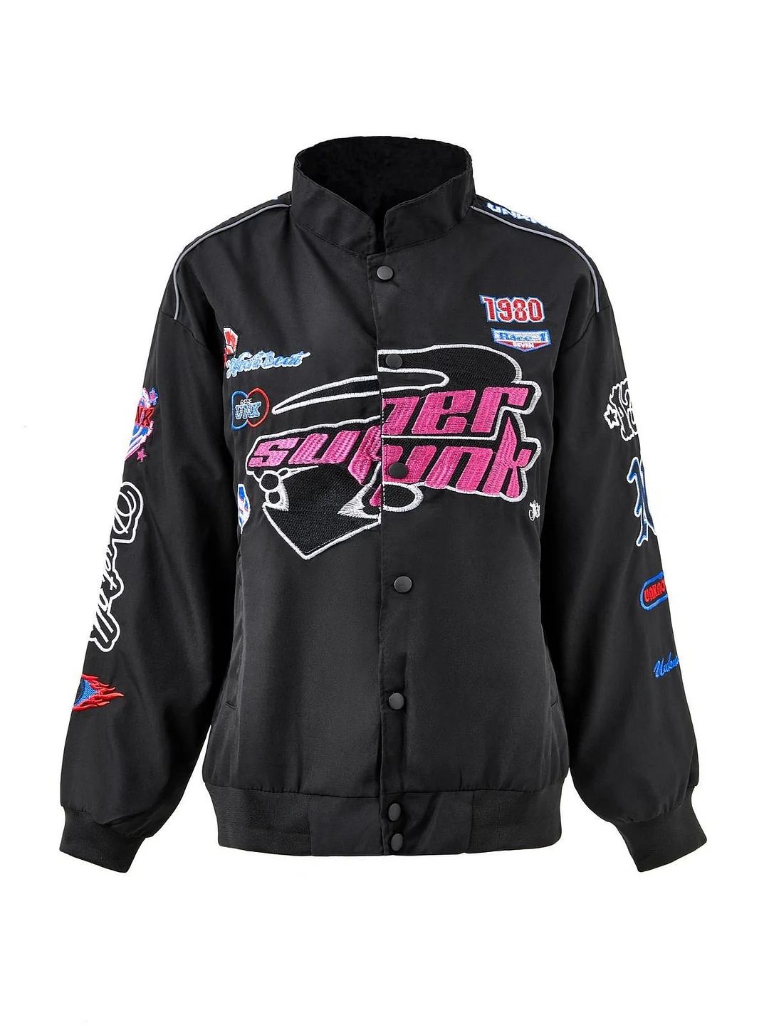 Brownm vintage motorcycle bomber jacket with embroidery