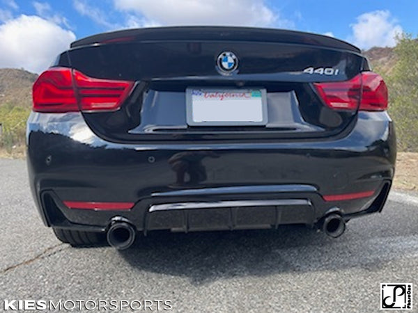 black f32 m sport rear bumper conversion with m performance diffuser