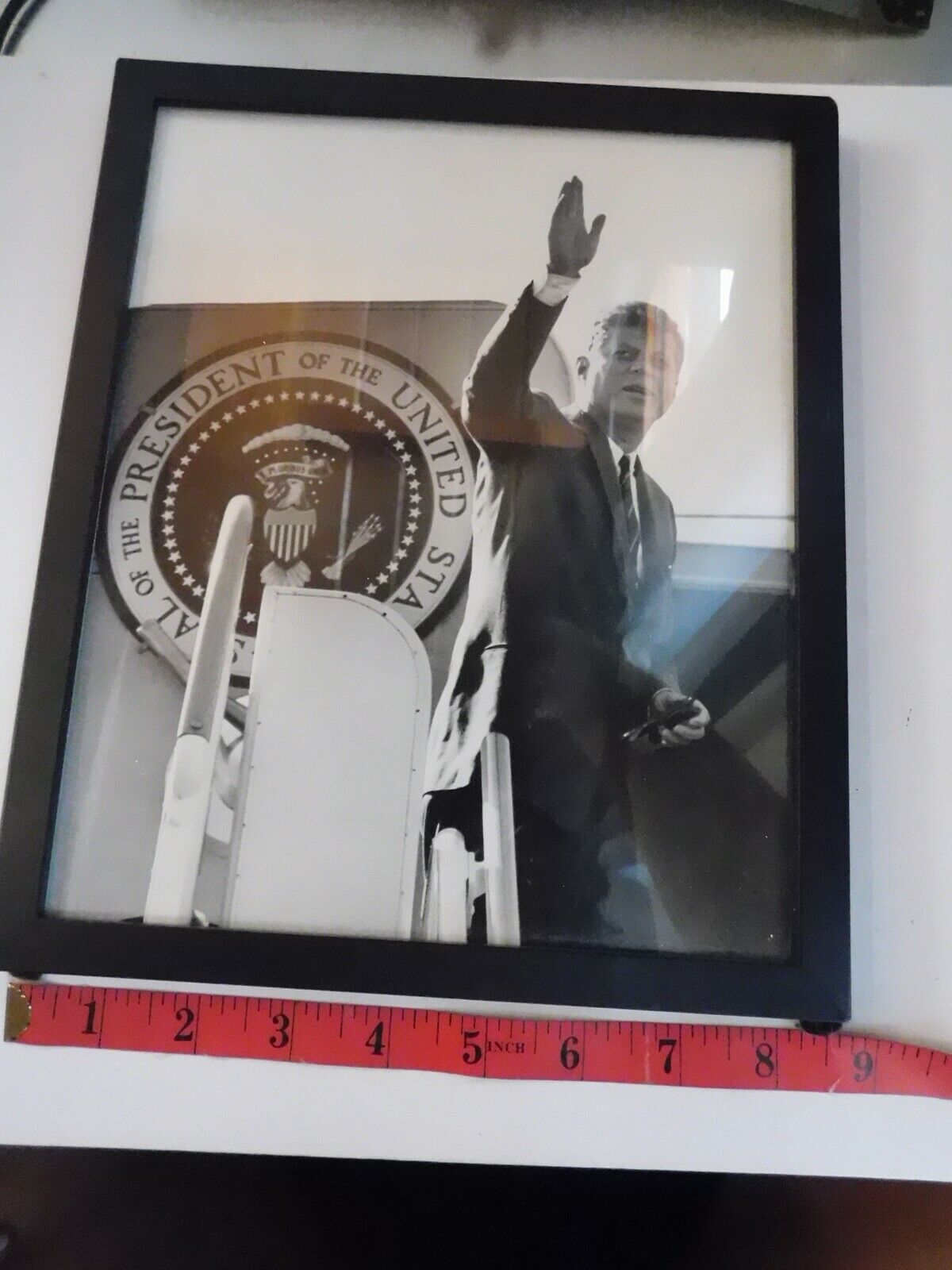John F. Kennedy framed Photo Poster painting 8x10 Waiving from Air Force 1 original Photo Poster painting JRK