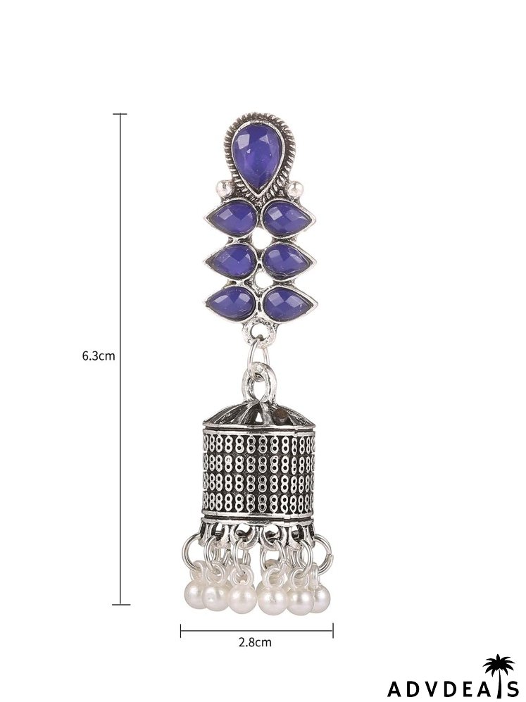 Faux Pearl Round Ball Tassel Jhumka Drop Earrings