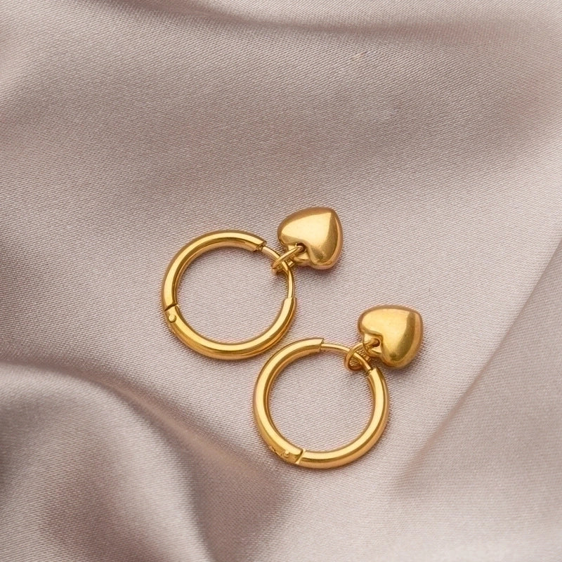 Minimalist Heart Shape Titanium Steel Plating Earrings 1 Pair