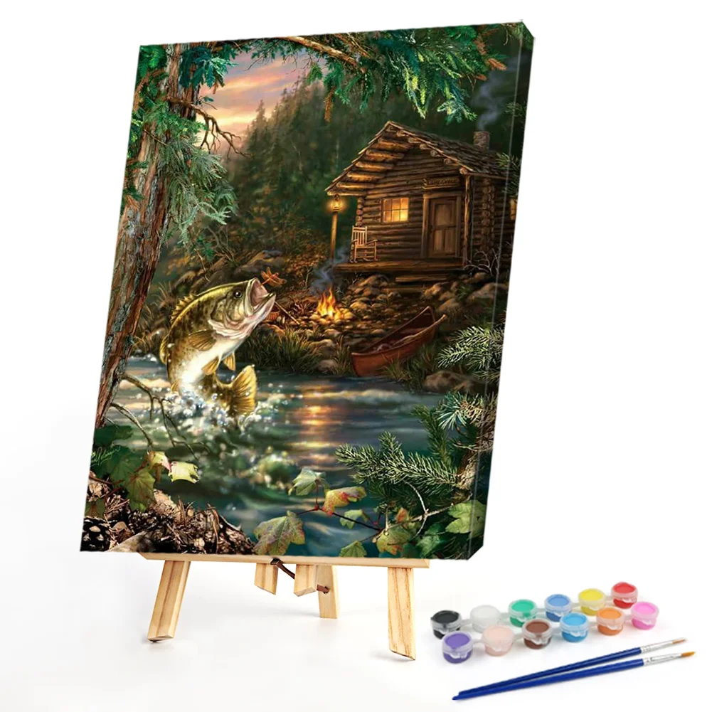 Cabin River Fish - Paint By Numbers(40*50CM)