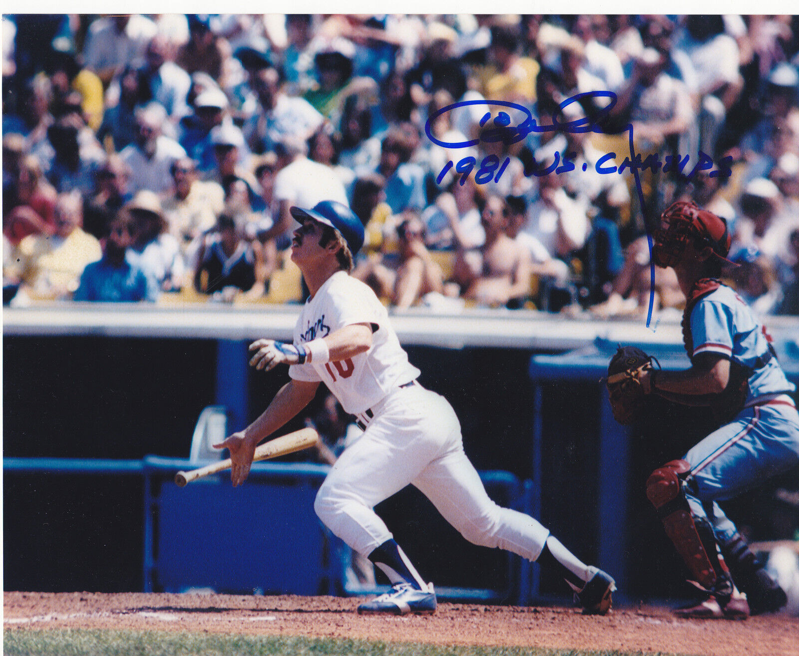 RON CEY LOS ANGELES DODGERS 1981 WS CHAMPS ACTION SIGNED 8x10