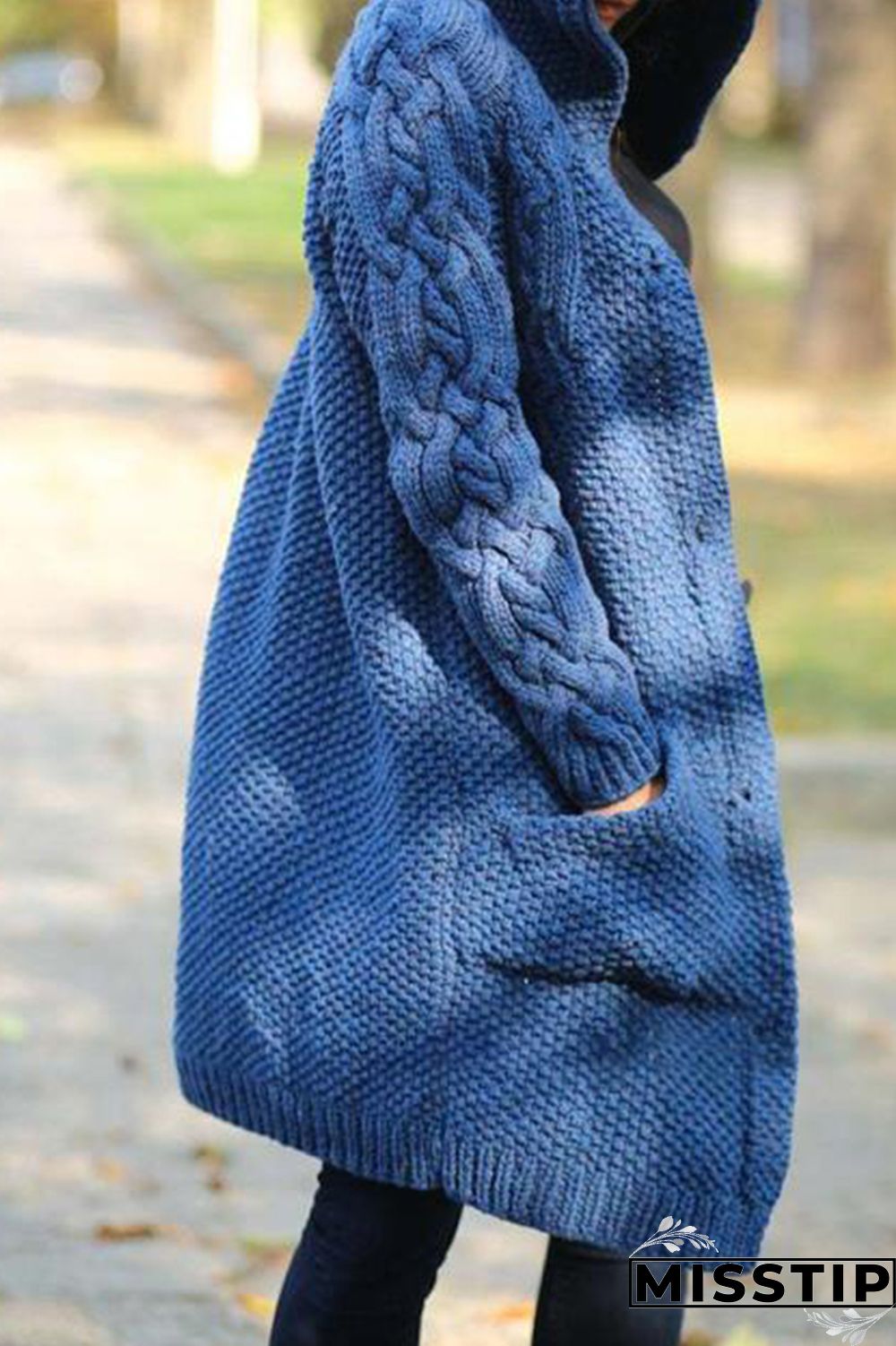 Khaki Casual Solid Cardigan Hooded Collar Outerwear