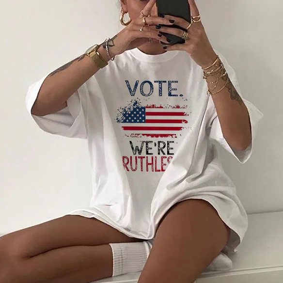 Wearshes Vote We're Ruthless Flag Print T-Shirt