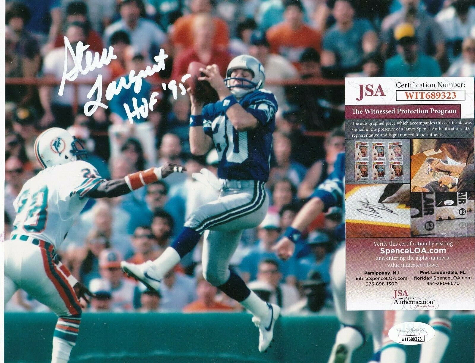 STEVE LARGENT SEATTLE SEAHAWKS HOF 95 ACTION SIGNED 8x10 Photo Poster painting