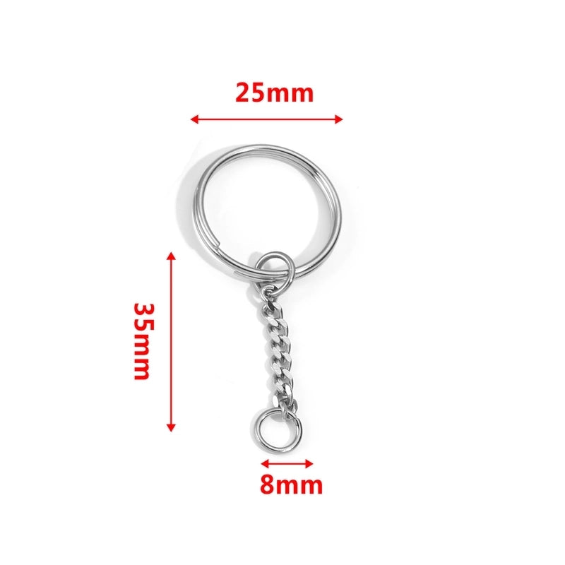 5 PCS/Package 25*35mm 30*35mm Stainless Steel Solid Color Polished Keychain Accessories