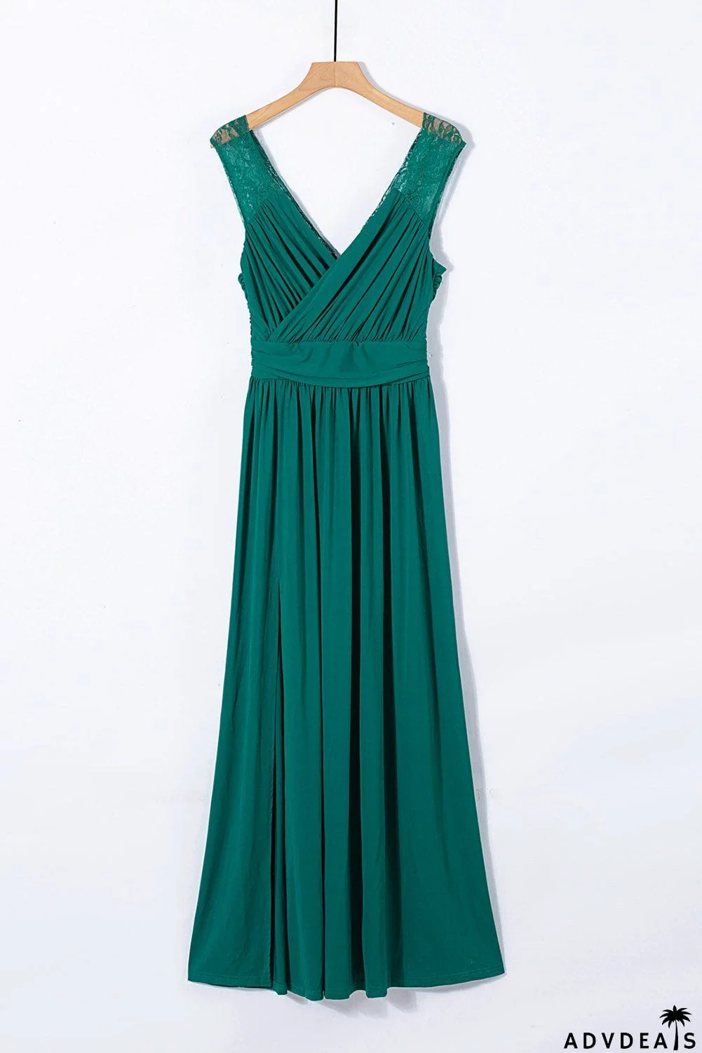 Backless Lace Side Split Maxi Dress