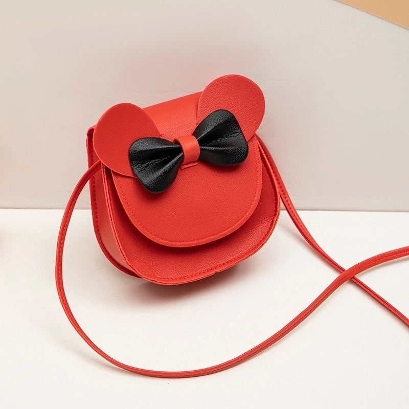 Women’s Small Pu Leather Color Block Solid Color Cute Round Flip Cover Crossbody Bag