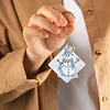 8Pcs noël bonhomme de neige double face-bricolage porte-clés