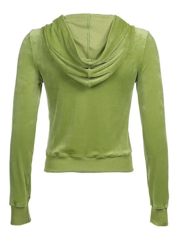 Brownm Velvet Zip Up Hoodie