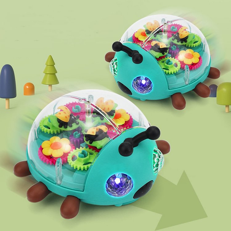 Electric Transparent Gear Beetle Toy Light & Music