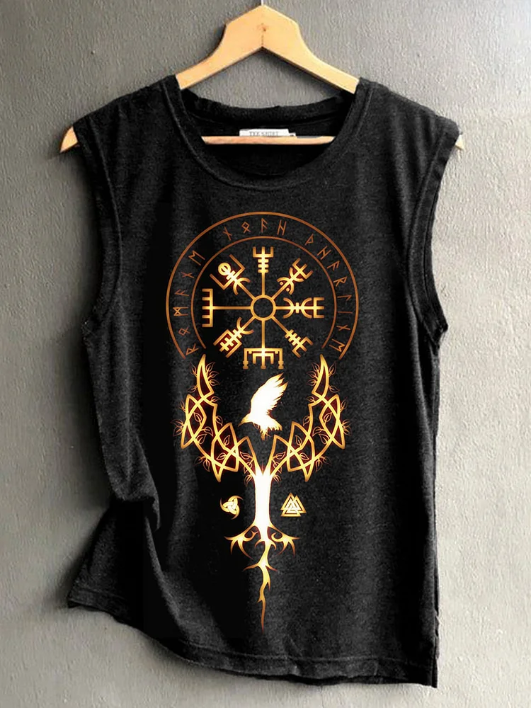 Damen Viking Symbol Print Vintage Tank Top