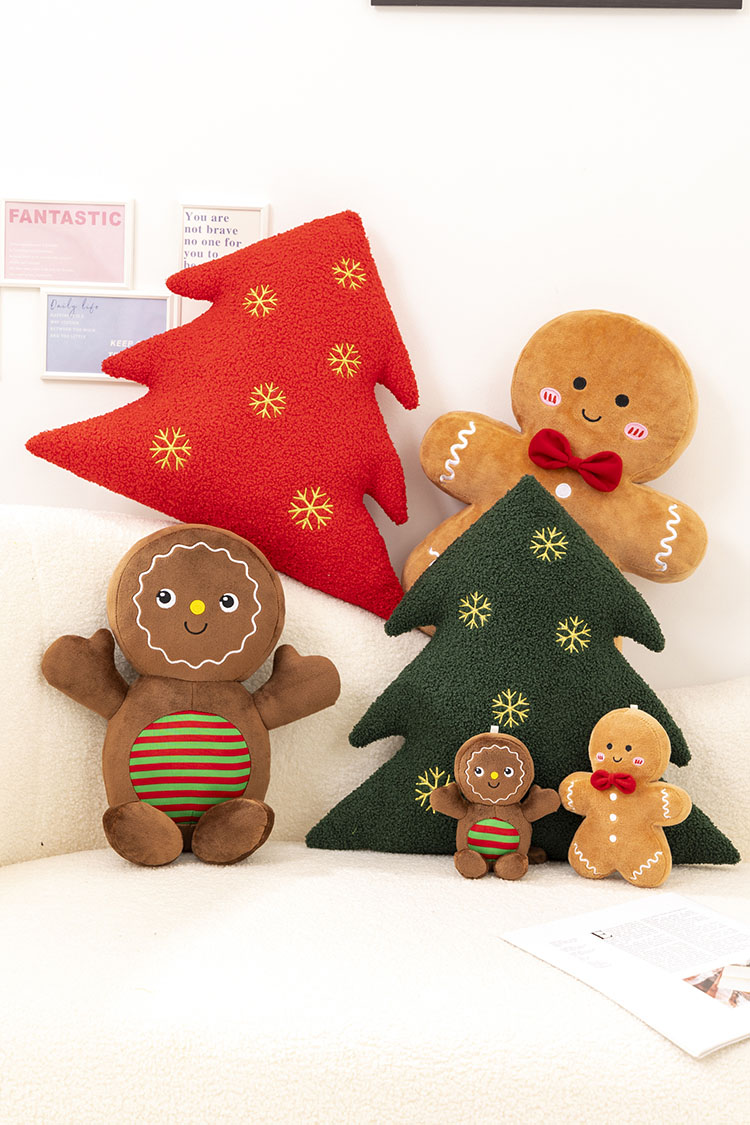 Tegooe Gingerbread Man Plush Cushion - Stuffed Christmas Decor Kids Toy