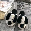 Gioiacombo™ Calde scarpe da casa carine per cani in bianco e nero in peluche
