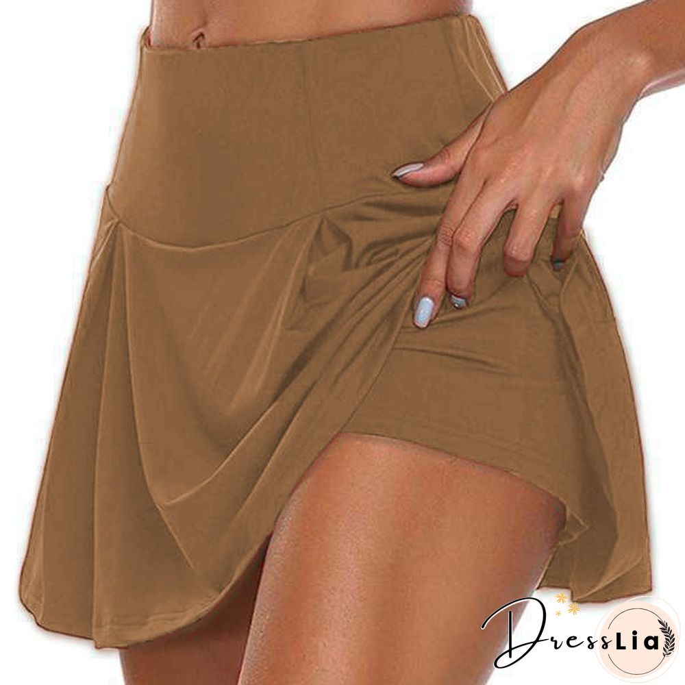 Xs-5Xl Women Fashion Double-Layer Athletic Short Skirt Fitness Yoga Short Skirt Badminton Breathable Quick Drying Skirts Plus Size Ladies Sport Anti Exposure Tennis Skirt