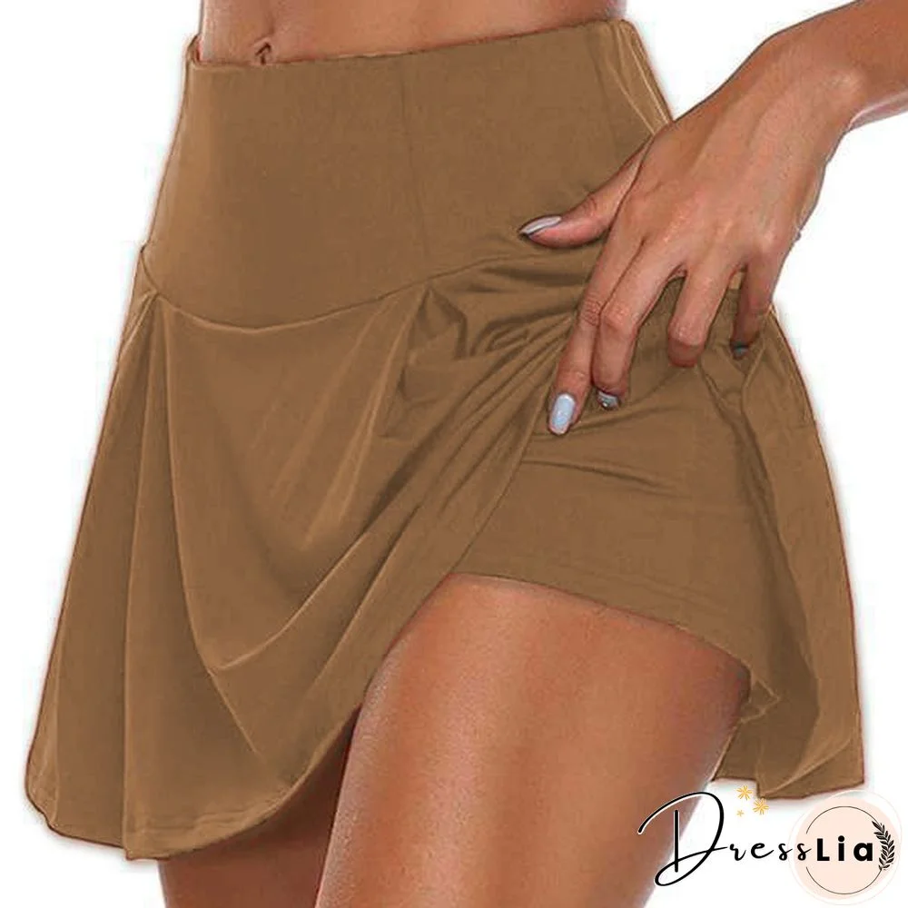 Xs-5Xl Women Fashion Double-Layer Athletic Short Skirt Fitness Yoga Short Skirt Badminton Breathable Quick Drying Skirts Plus Size Ladies Sport Anti Exposure Tennis Skirt
