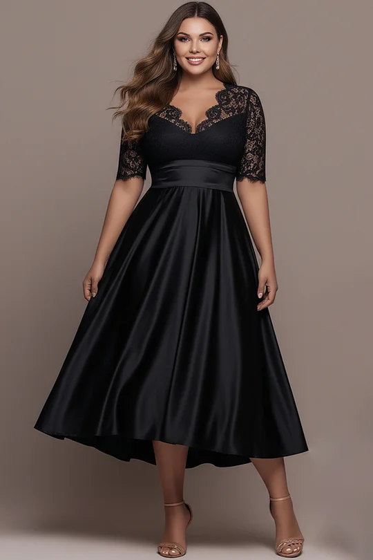 Plus Size Satin Dresses - Flycurvy Plus Size Satin Dresses - Flycurvy