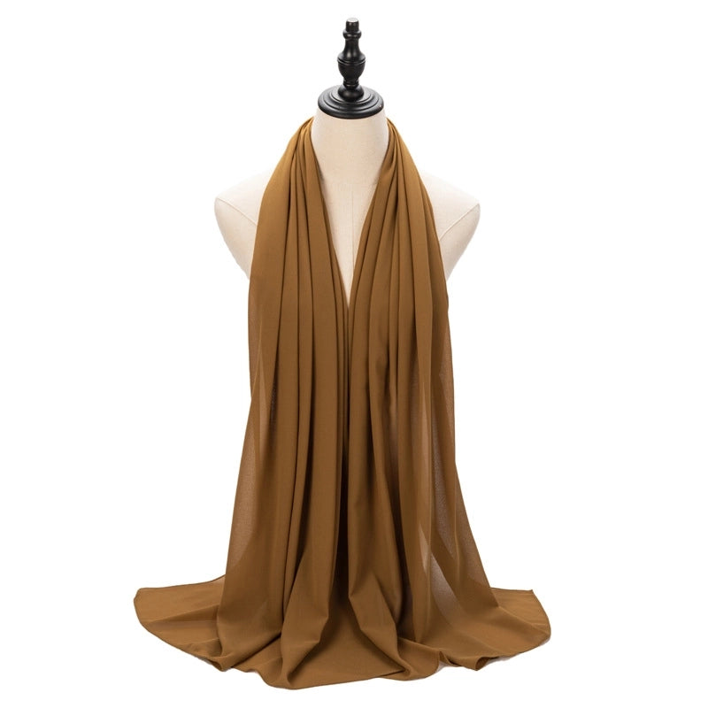Hot Pearl Chiffon Yarn Muslim Women Hijab Silk Scarf Hui Turban Plain Long Scarf
