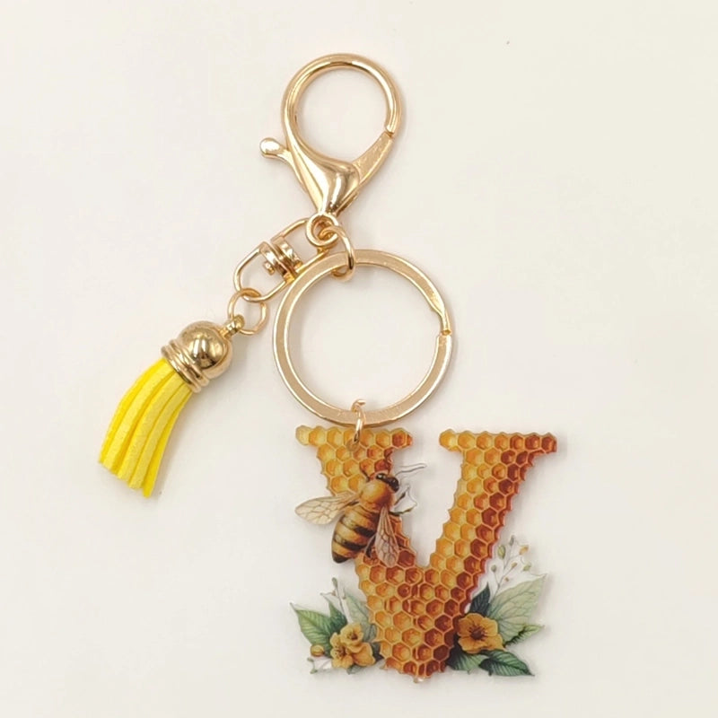Classic Style Commute Letter Bee Arylic Unisex Bag Pendant Keychain