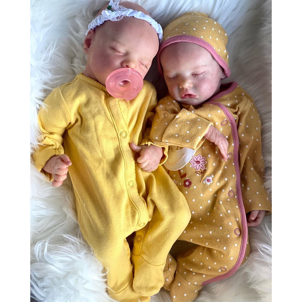 [Reborn Twins Sister] 12 Inches Realistic Reborn Baby Hand-painted Hair Girl Twins Sisters Kiser and Tajuya