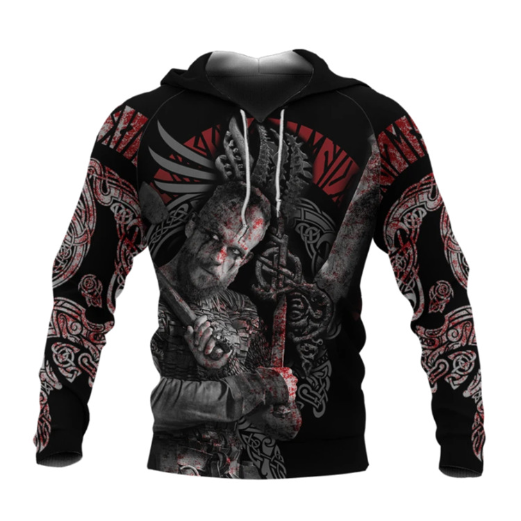 3D Printed Viking Warrior Hoodie – Fusion of Fashion and Tradition