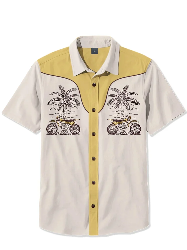 Suitmens 100% Cotton - Motorcycle Under The Palmtree  Shirt