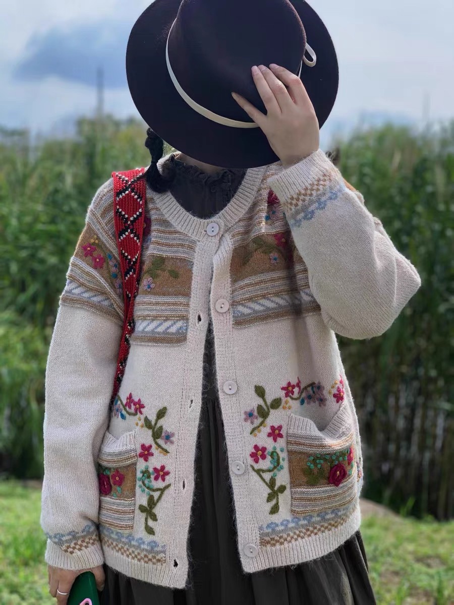 Chicfifth Sweater Women Winter Long Sleeve High Quality Autumn Vintage Top Knitted Cardigan