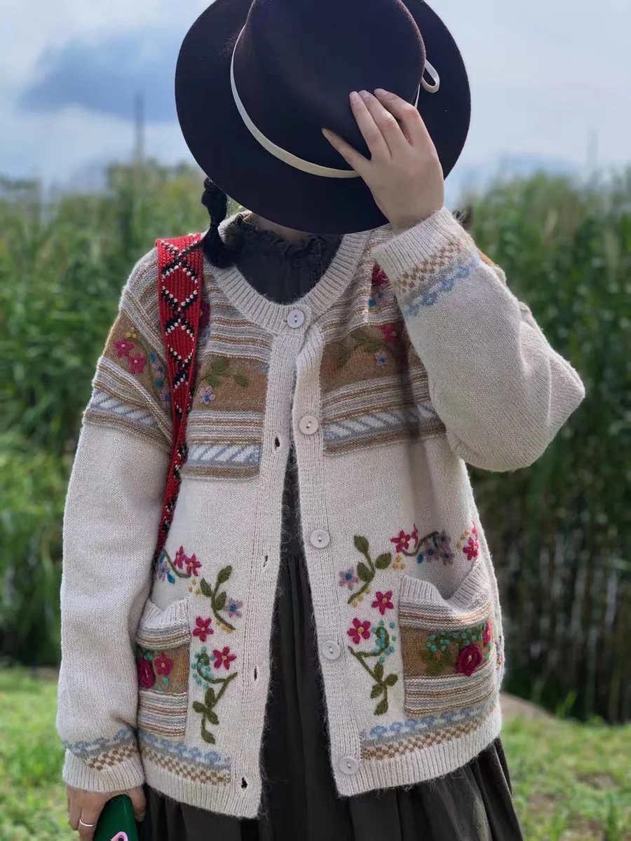 Chicfifth Sweater Women Winter Long Sleeve High Quality Autumn Vintage Top Knitted Cardigan