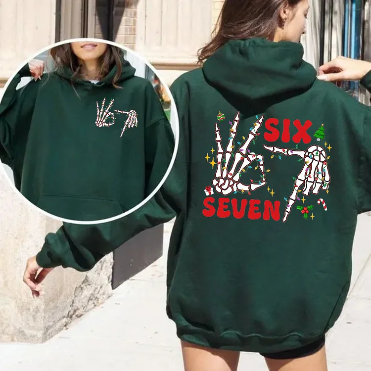 Funny Skeleton Six Seven Xmas Sweatshirt, Hoodie, Tee 