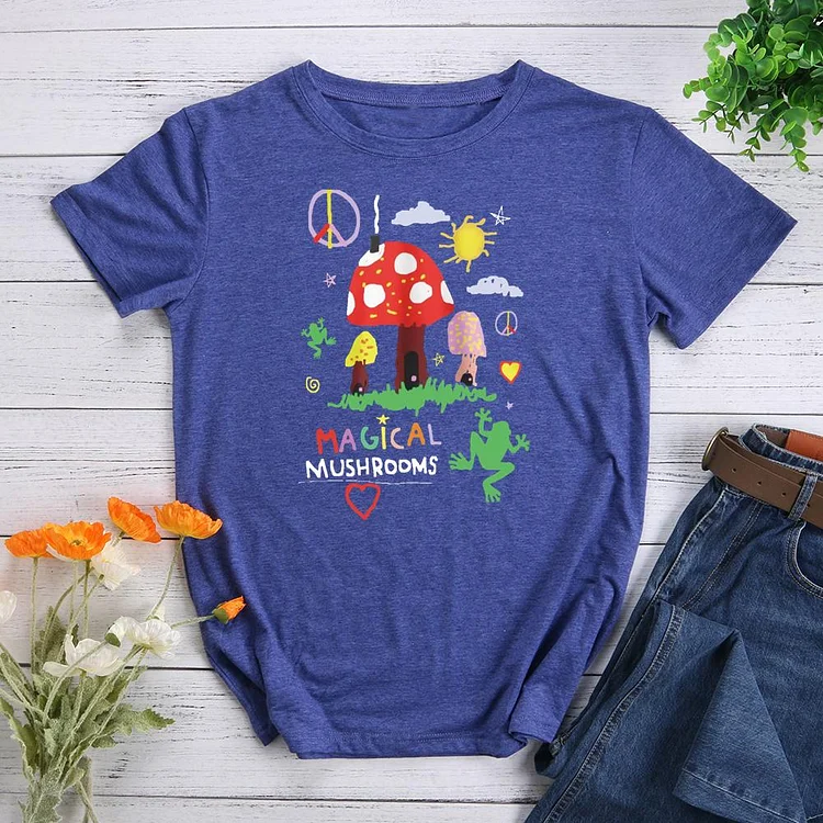 Magical Mushrooms Round Neck T-shirt