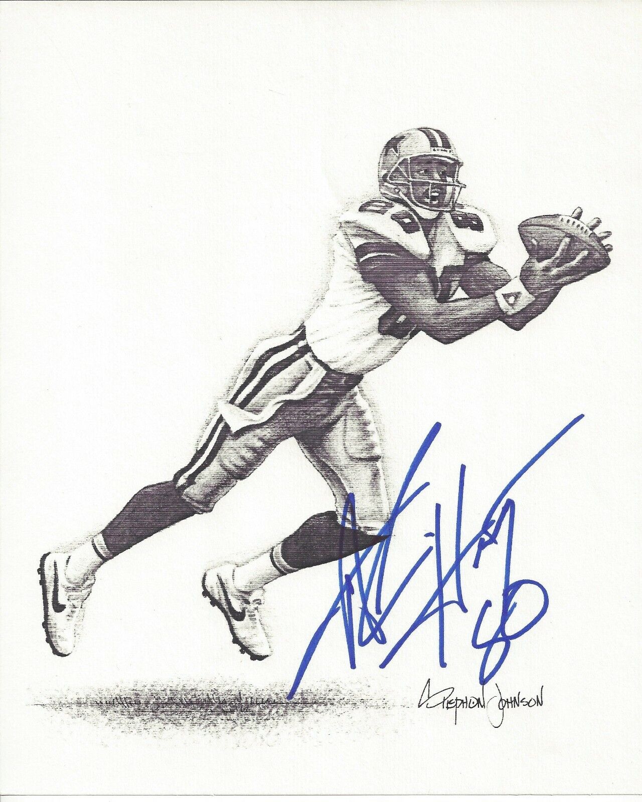 Alvin Harper Autographed 8x10 Dallas Cowboys Drawing PrintB109