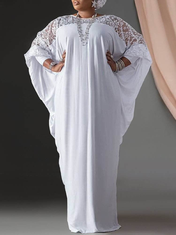 Lace Patchwork Bat Sleeve Women Maxi Dresses SKUJ03711 QueenFunky