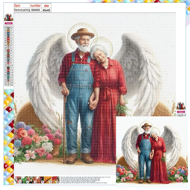 Full Square Diamond Painting - Angel Old Couple 45*45CM