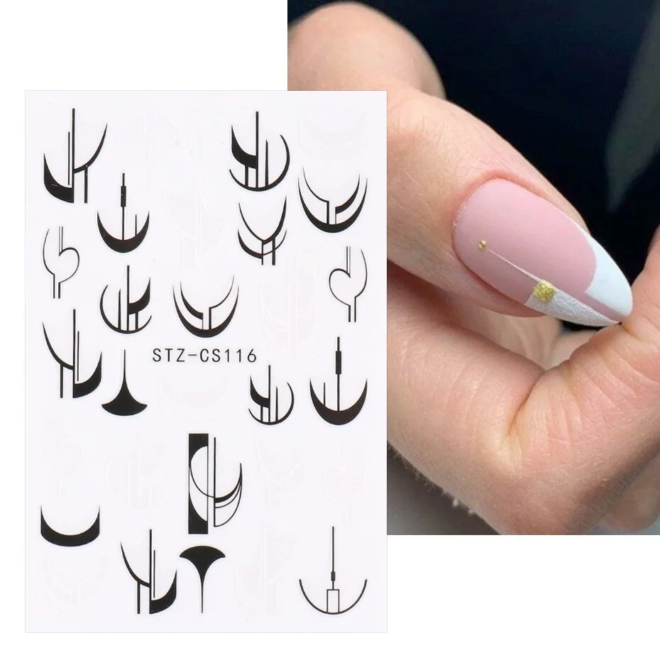 3D Swirl Lines Nail Sticker Geometry Irregular Whirling Wave Cow Print Decal on Nails Art Charms Manicure Slider Tip Accessories-Nail Inspo