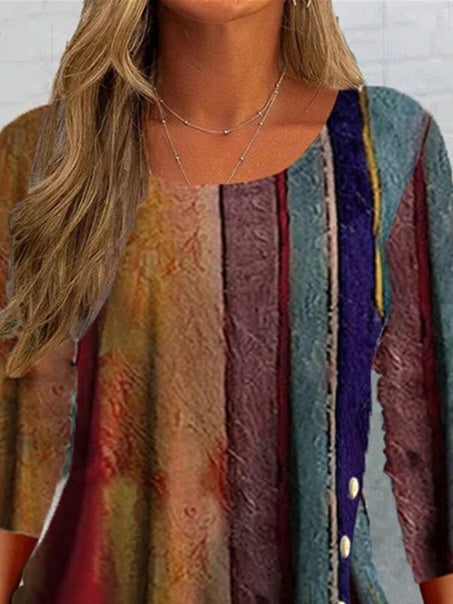 Women Half Sleeve V-neck Solid Color Dress